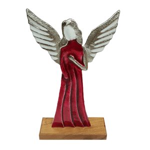 Nouvel ornement de table Sculpture d'ange de noël avec base en bois ornements de décor de chambre esthétique moderne - Product Image 3