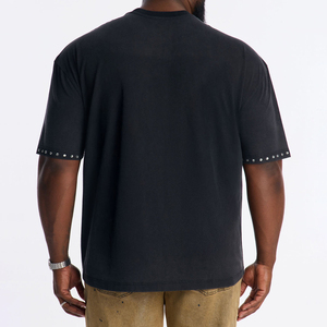 Nouveau T-shirt d'été pour homme, style urbain, manches courtes, en jersey de coton, coupe classique, col rond, couleur unie, écologique et à séchage rapide, avec strass - Product Image 2