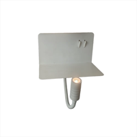 Lampe murale de lecture LED moderne AC100-240V pour hôtel avec étagère, interrupteur à bouton et rétroéclairage d'ambiance (blanc) pour salon