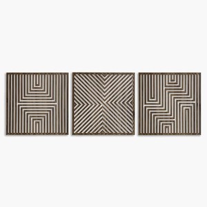 Ensemble d'art mural abstrait minimaliste rectangulaire en bois d'acacia |   Décorations murales en bois artisanales par Aqudus Saleem Wholesale - Product Image 1