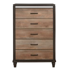 Cassetti in legno stile rustico moderno 1 pezzo cassettiera 5x con finitura bicolore per mobili camera da letto - Product Image 1