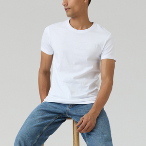 เสื้อยืดคอกลมสีพื้นสำหรับผู้ชายเสื้อยืดธรรมดาพิมพ์ลายเอง - Product Image 4