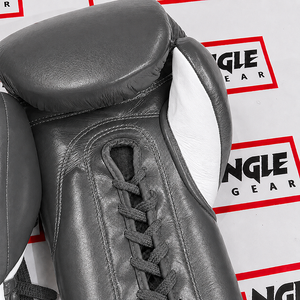 Gants de boxe rectangulaires en cuir premium, à lacets, pour entraînement et sparring, équipement de boxe professionnel avec protection solide des poignets. - Product Image 4