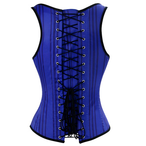 Corsé de cuero azul con varillas de acero y tirantes ajustables para mujer, prenda moldeadora - Product Image 6