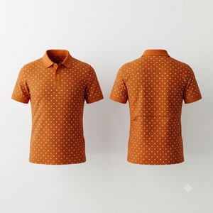 <b>Orange</b> Polka Dot <b>Polo</b> Shirt Men's Short Sleeve Cotton Casual Golf Shirt Breathable Summer Fashion Apparel for Men Trendy Style - Product Image 1