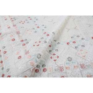 ผ้าซาตินกึ่งไหมปักลายดอกไม้หลากสีสัน สีขาว กว้าง 58 นิ้ว TFAB SEMI SILK EMB17 - Product Image 1