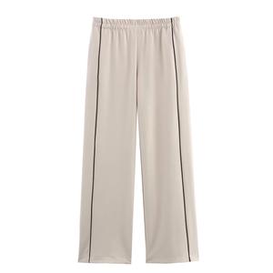 Pantalon de survêtement en molleton pour femme, taille haute, coupe droite, jambe large, taille élastique, ample, athlétique, tendance, avec poches, écologique - Product Image 1
