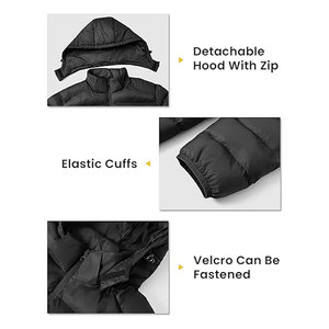 Veste matelassée légère pour homme, capuche amovible, résistante à l'eau, manteau d'hiver décontracté, veste isolante à capuche pour les voyages, le ski et les activités de plein air - Product Image 6