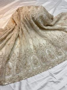 Tissu brodé perlé Dobby 100% soie pour robes de mariée, dentelle et vêtements pour filles - Fournisseur et fabricant sur mesure - Product Image 2