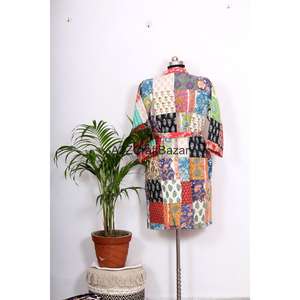 Kimono de algodón 100% puro para mujer, con estampado floral de lujo, mangas tres cuartos, tela suave y transpirable para el invierno. - Product Image 6