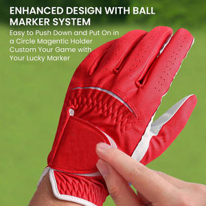 Sarung Tangan Golf Full-Finger Private Label untuk Pria Tangan Kanan Kiri dengan Penanda Bola 2-Pak Kulit Asli Grosir untuk Penggunaan Olahraga - Product Image 6