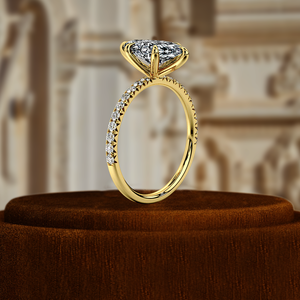 Anillo de Diamante Cultivado en Laboratorio de 1.5CT con Corte Marquesa, Anillo Clásico de Oro de 14K con Pavé, Anillo de Compromiso Solitario Certificado por IGI, Anillo Vintage - Product Image 1