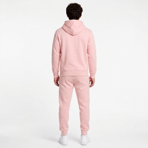 Ensemble de survêtement rose à capuche pour homme, manches longues, couleur unie, sweat-shirt et pantalon décontractés avec personnalisation du logo sur le devant - Product Image 2