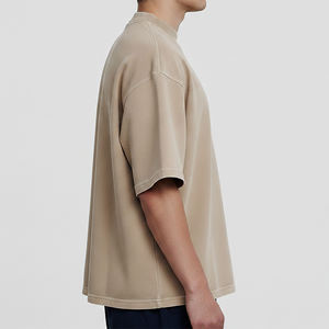 Dernière conception, sur mesure, respirant, col rond, couleur unie, chemise d'été, qualité supérieure, coupe ample, hip-hop, 100% coton, 220 grammes - Product Image 3