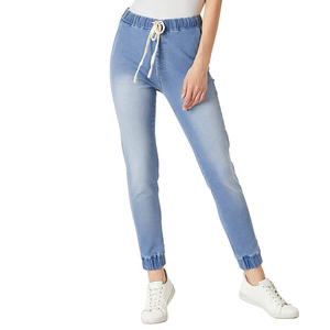 En gros, Pantalons en jean de haute qualité pour femme, taille mi-haute, style salopette, longueur intégrale, décontractés, respirants, à lacets - Product Image 1