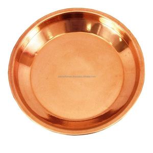Assiette de culte rituelle en cuivre pur, modèle Thali, pour la Puja, approvisionnement en gros - Product Image 1