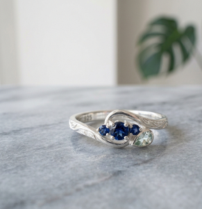 Vintage 925 Sterling Silver Tanzanite Gemstone <b>Ring</b> Oval Blue Trilogy Bridal Band Prong Set Fine Jewelry for Wedding Gift - Product Image 1