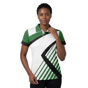 <b>Men's</b> Short Sleeve Polo Shirt Green White Black Geometric Print Quick Dry Polyester Casual Fit - Product Image 2