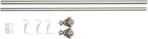 Classic <b>Silver</b> <b>Curtain</b> <b>Pole</b> with Finials Traditional Style 0.75-0.99 Inch Diameter Anti Rust Finish - Product Image 6