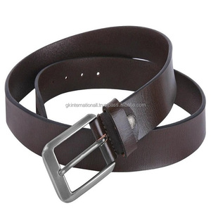 Cinturón informal de cuero de moda para hombre de calidad de exportación en cuero genuino marrón con hebilla de un solo pin chapada en plata sólida pedido al por mayor - Product Image 3