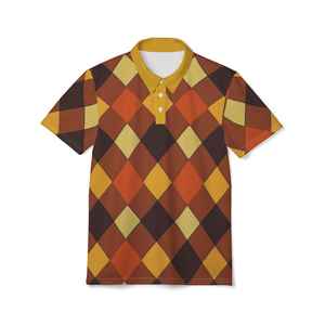 Wholesale <b>Mens</b> <b>70s</b> Vintage Retro Anti-Wrinkle Knitted Print Golf for <b>Shirts</b> Classic Nostalgia Design Custom Logo - Product Image 1