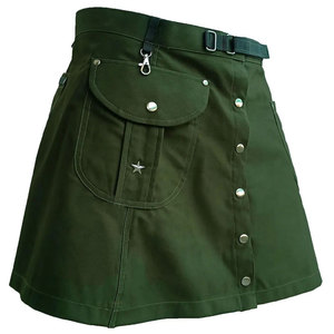 กระโปรงผ้าฝ้ายสีเขียวมะกอกทำมือสไตล์ไฮแลนด์เบลนด์สำหรับผู้หญิง แฟชั่นอเนกประสงค์ ปี 2026 - Product Image 4