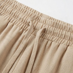 Women <b>Elastic</b> <b>Waist</b> A-Line Mini <b>Skirt</b> With Drawstring Solid Color Casual Style 100% Cotton Woven Fabric - Product Image 4