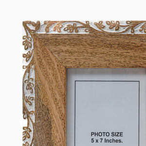 Handmade Wooden Rectangular Photo <b>Frame</b> Ornate Carved Tabletop Decorative <b>Picture</b> <b>Frame</b> Horizontal - Product Image 3