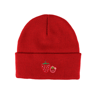 Gorro de Punto Personalizado para Mujer, Lindo Gorro de Invierno Cálido con Bordado de Frutas Coloridas, Gorro de Punto Moderno para Adultos, Logotipo OEM, MOQ Bajo - Product Image 3