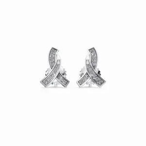 Pendientes de Diamantes Spark con Corte Redondo, 22 Piezas de Diamantes, Oro Blanco de 18K, Pendientes de Diamantes en Venta para Exportación - Product Image 1