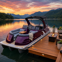 Bateau ponton en aluminium de 25 à 27 pieds pour la pêche, les loisirs en lac, les fêtes, les excursions et les croisières familiales sur l'eau douce