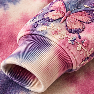 Sweat-shirts à capuche surdimensionnés brodés papillon tie-dye, pulls décontractés d'automne pour femmes, sweats à capuche tie-dye personnalisés 100% coton - Product Image 6