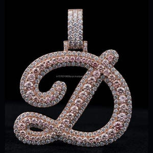 Luxury Script <b>Initial</b> D Pendant Moissanite Diamond 925 Sterling <b>Silver</b> Iced Out Rose Gold Hip Hop <b>Necklace</b> Streetwear Jewelry - Product Image 1