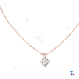 Collier pendentif solitaire en diamant de laboratoire taille coussin 1,00 CT, en or massif 14K 18K, avec monture ouverte, bijoux fins pour femmes, fournisseur - Product Image 2