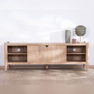 Mueble para TV Vandana Silver Shape en estilo japandi, madera de mango Orobie, 185 cm - Product Image 1