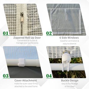 Invernadero Grande de 20 L x 10 W x 9 H con Puerta Enrollable, 8 Ventanas Cerrables y Cubierta de PE Resistente a la Intemperie para Jardín y Espacios Exteriores - Product Image 6