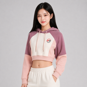 High Quality <b>Women's</b> <b>Cropped</b> <b>Hoodie</b> Custom Logo Soft Cotton Fleece Warm Breathable Pullover Casual Wear <b>Women</b> <b>Cropped</b> <b>Hoodie</b> - Product Image 3