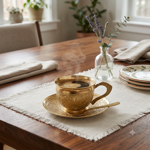 Juego de Tazas y Platos de Té de Latón Vintage Hechos a Mano, Taza de Café Espresso Turca Árabe Grabada a Mano, Vajilla, Juego de Regalo Decorativo al por Mayor - Product Image 3