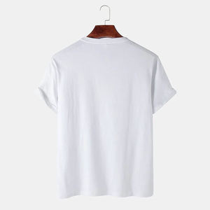Camiseta de algodón grueso de alta calidad con cuello redondo para hombre, camiseta de manga corta de algodón jersey, corte regular, informal, de color liso. - Product Image 2