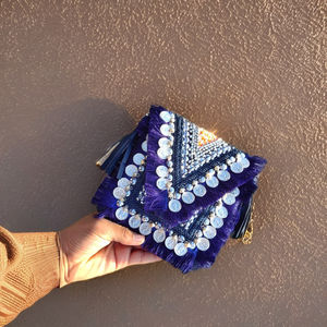 Boho Handmade Jute <b>Clutch</b> with Square Beading Fashionable <b>Wedding</b> Party <b>Bag</b> - Product Image 4