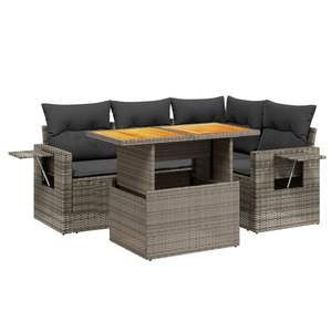 Ensemble de canapés de jardin gris, meubles en rotin d'extérieur, style contemporain, résistant aux UV, rotin PE, coussins en mousse haute densité - Product Image 2