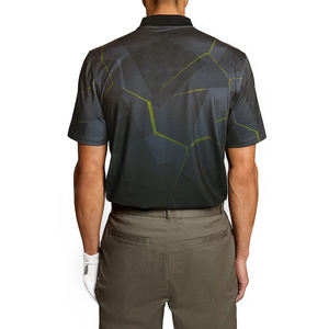Polo Premium con Diseño Geométrico para Golf, Color Negro Jet, Transpirable, Elástico, Informal, para Hombre, con Opción de Logotipo Personalizado - Product Image 2