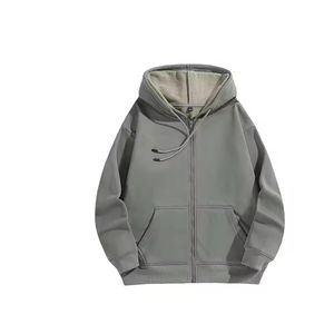 Sweat à capuche zippé pour femme 2026 haute visibilité, broderie 3D, en coton uni, avec logo frontal, technique délavée à l'acide - Product Image 2