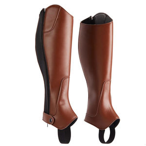 Demi-gambes en cuir de qualité pour hommes, style anglais, tailles personnalisées, fermetures éclair de qualité, vente en gros, demi-gambes en cuir noir - Product Image 1