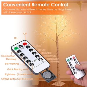 Albero di Betulla Artificiale Illuminato a 8 Modalità con Luce Bianca Calda, Decorazione per Matrimoni, Feste, Natale e Festività con Eleganti Rami Bianchi - Product Image 6