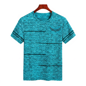 Camiseta de Manga Corta a Rayas para Hombre con Logotipo de Ala, Cuello Redondo, Informal, Transpirable, de Punto, Corte Regular, de Poliéster - Product Image 6