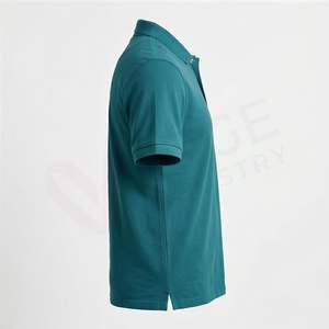 Polo en piqué de coton à manches courtes pour homme, couleur turquoise, décontracté, respirant, tricot uni, coupe classique - Product Image 3