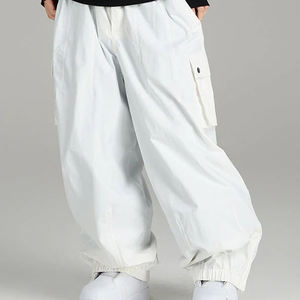 <b>White</b> Printed Woven Summer Cargo Pants Elastic Waist <b>Baggy</b> <b>Trousers</b> Wide Leg Logo Casual Streetwear for Men - Product Image 1