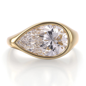 แหวนเพชรแล็บ 4 กะรัต เครื่องประดับชั้นดี ทองคำขาว 10K ประดับเพชรแล็บทรงลูกแพร์ แหวนหมั้น แหวนแต่งงานสำหรับผู้หญิง - Product Image 2