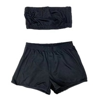 Nouveautés Ensemble deux pièces sexy pour femmes en Nylon/Coton, comprenant un soutien-gorge et un short à boutonnière à la cheville, avec empiècements perforés et panneaux, idéal pour le yoga, la gym et le fitness